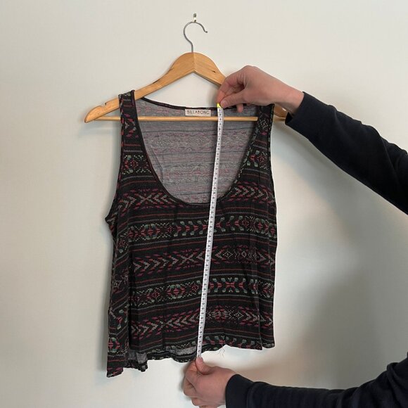 Billabong. Soft Tank Top. Black With Multicolor Pattern. Size Medium. Womens. - Picture 7 of 8